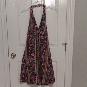 Women's Floral Halter Dress Vintage Handmade Sz M